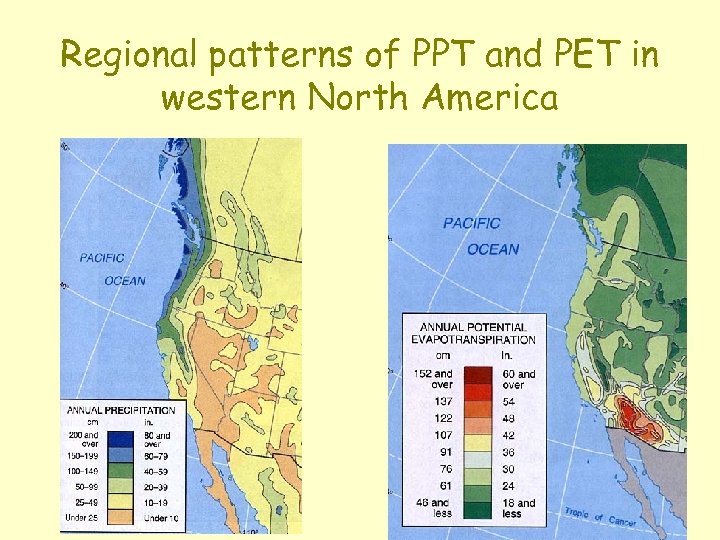 Regional patterns of PPT and PET in western North America 