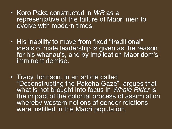  • Koro Paka constructed in WR as a representative of the failure of