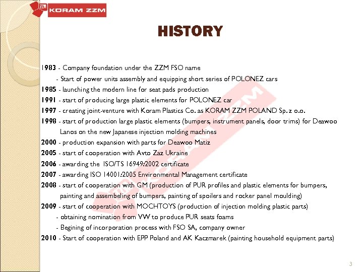 HISTORY 1983 - Company foundation under the ZZM FSO name - Start of power