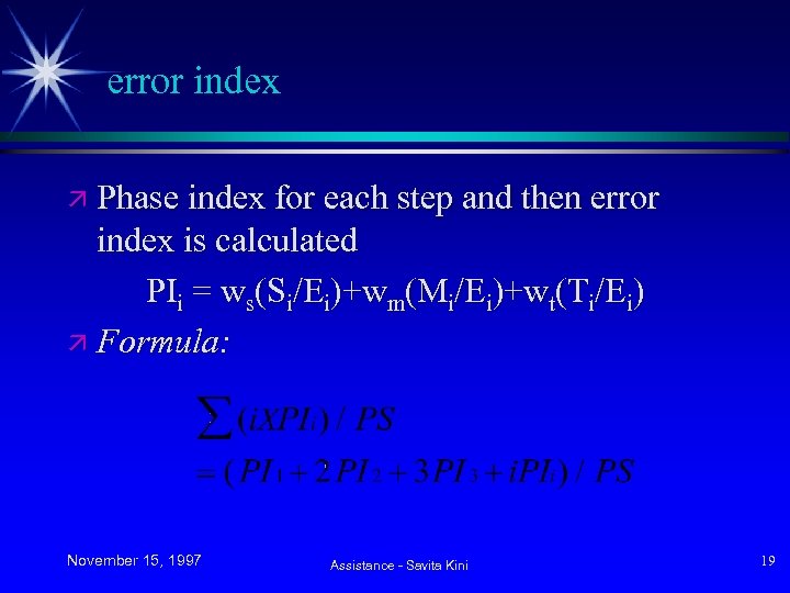 error index ä Phase index for each step and then error index is calculated
