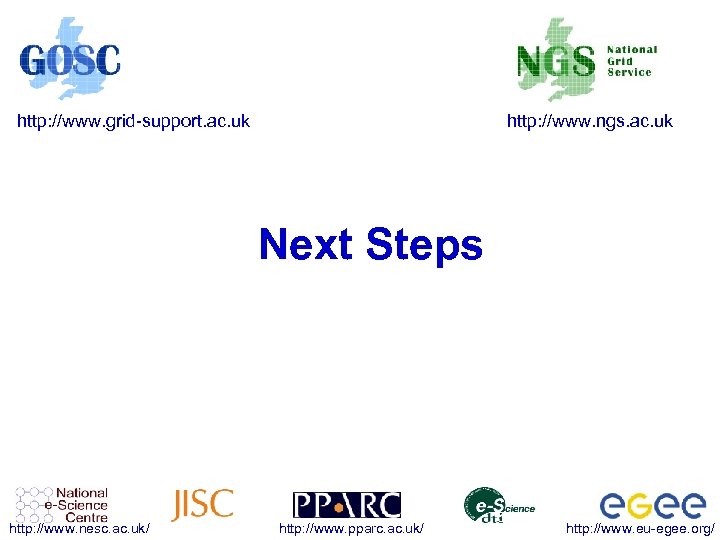 http: //www. grid-support. ac. uk http: //www. ngs. ac. uk Next Steps http: //www.