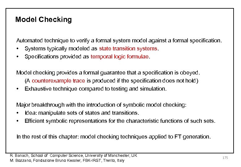 11 FSAP And The Model Checking Approach To