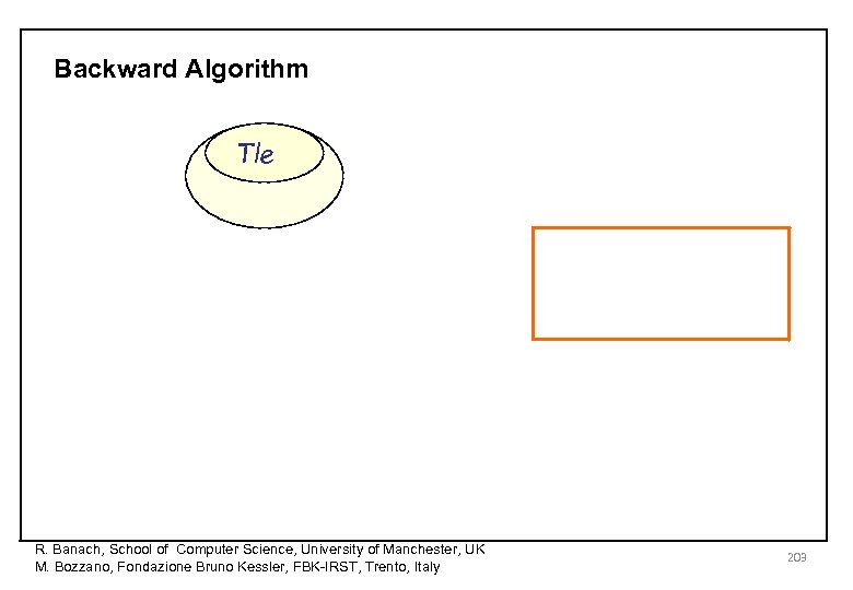 Backward Algorithm Tle R. Banach, School of Computer Science, University of Manchester, UK M.