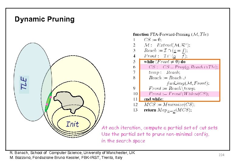 Dynamic Pruning • • Init At each iteration, compute a partial set of cut