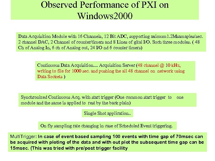 Observed Performance of PXI on Windows 2000 Data Acquisition Module with 16 Channels, 12