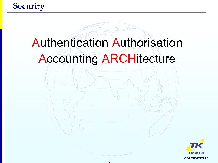 Security Authentication Authorisation Accounting ARCHitecture 12 CONFIDENTIAL 