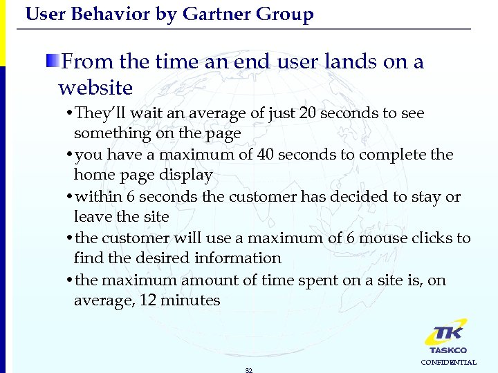 User Behavior by Gartner Group From the time an end user lands on a