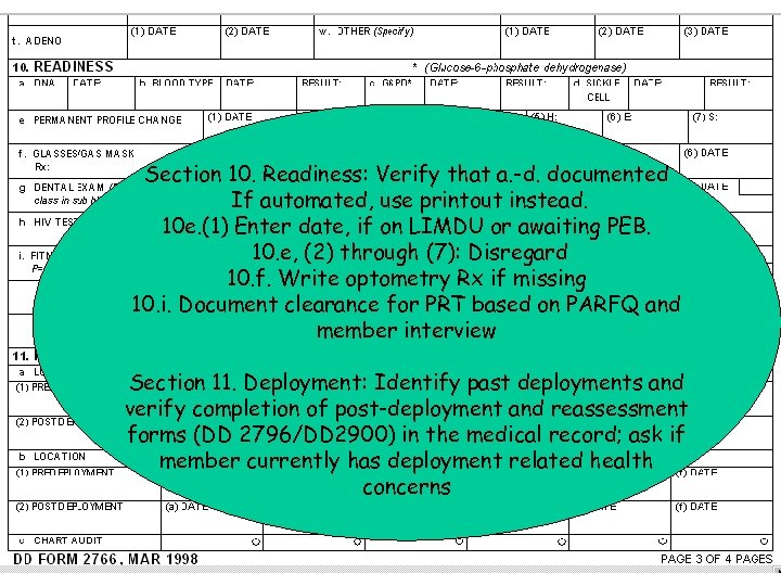 Section 10. Readiness: Verify that a. -d. documented If automated, use printout instead. 10