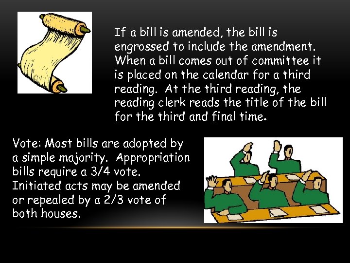 If a bill is amended, the bill is engrossed to include the amendment. When