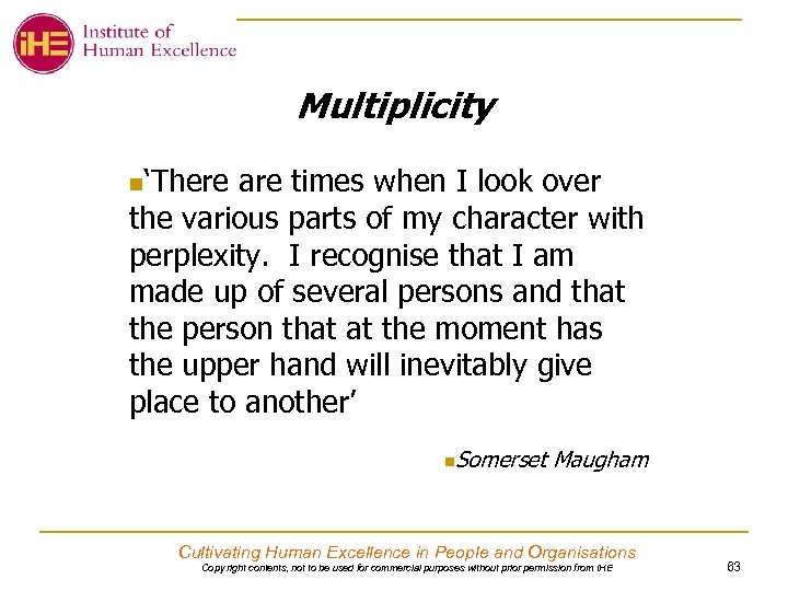 Multiplicity n‘There are times when I look over the various parts of my character