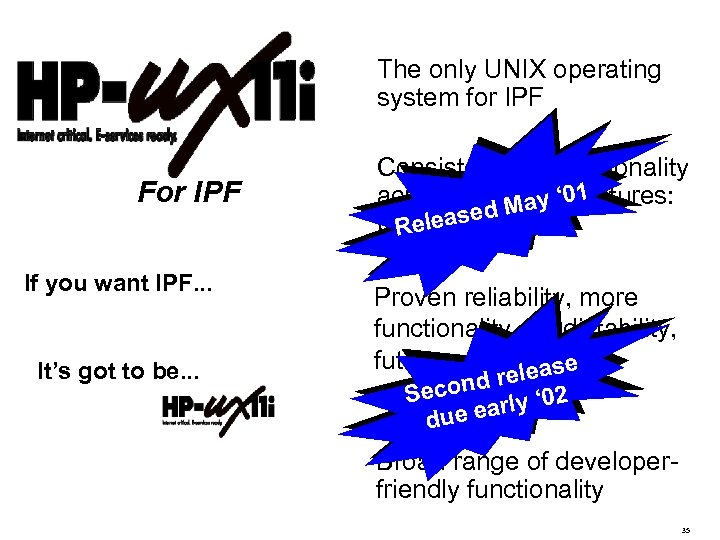 The only UNIX operating system for IPF For IPF If you want IPF. .