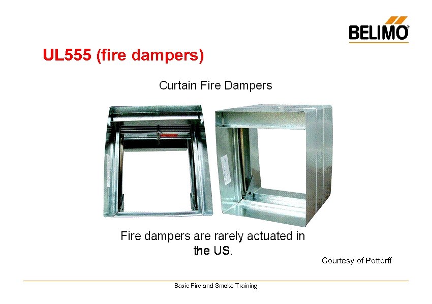 UL 555 (fire dampers) Courtesy of Pottorff Basic Fire and Smoke Training 