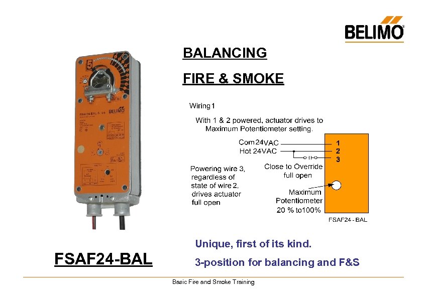 BALANCING FIRE & SMOKE Unique, first of its kind. FSAF 24 -BAL 3 -position