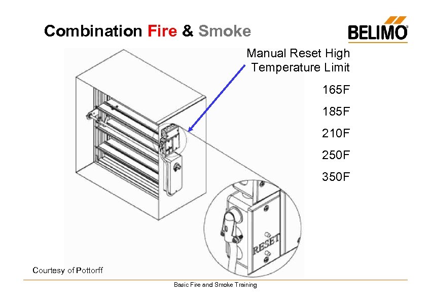 Combination Fire & Smoke Manual Reset High Temperature Limit 165 F 185 F 210