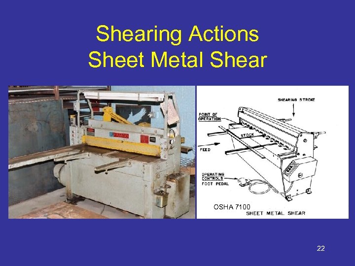 Shearing Actions Sheet Metal Shear OSHA 7100 22 
