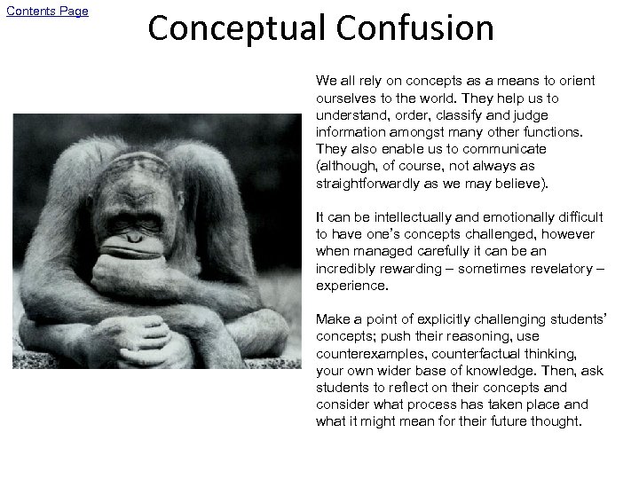 Contents Page Conceptual Confusion We all rely on concepts as a means to orient