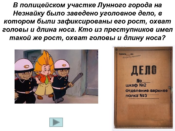 В полицейском участке Лунного города на Незнайку было заведено уголовное дело, в котором были