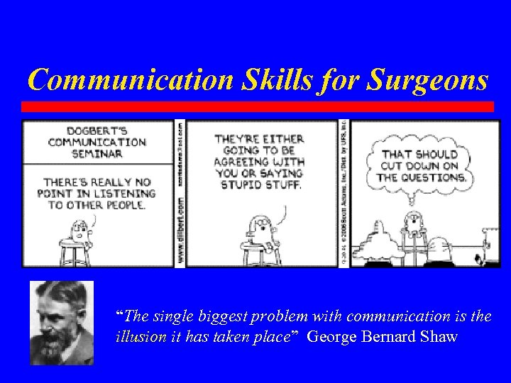 Communication Skills for Surgeons “The single biggest problem with communication is the illusion it