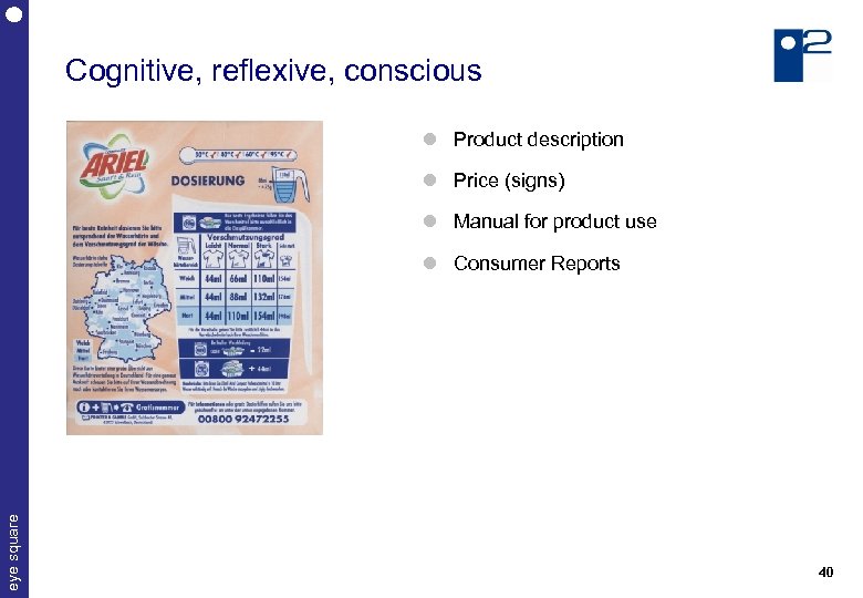 Cognitive, reflexive, conscious Product description Price (signs) Manual for product use eye square Consumer