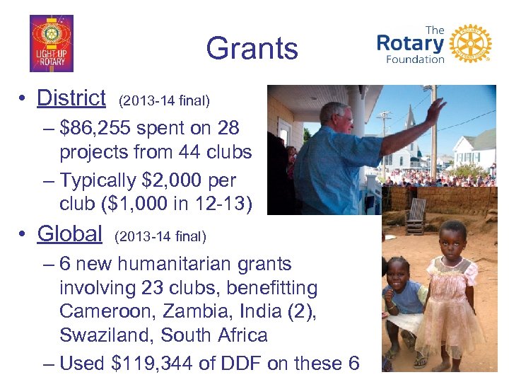 Grants • District (2013 -14 final) – $86, 255 spent on 28 projects from