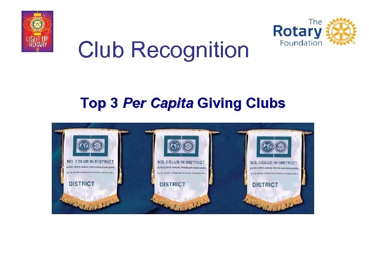 Club Recognition Top 3 Per Capita Giving Clubs 