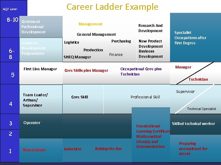 Career Ladder Example NQF Level 8 -10 68 5 Continued Professional Development Graduate Development