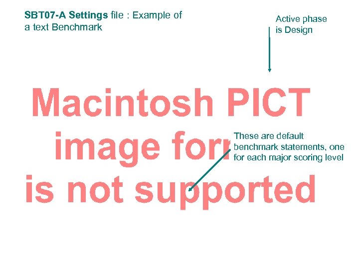 SBT 07 -A Settings file : Example of a text Benchmark Active phase is