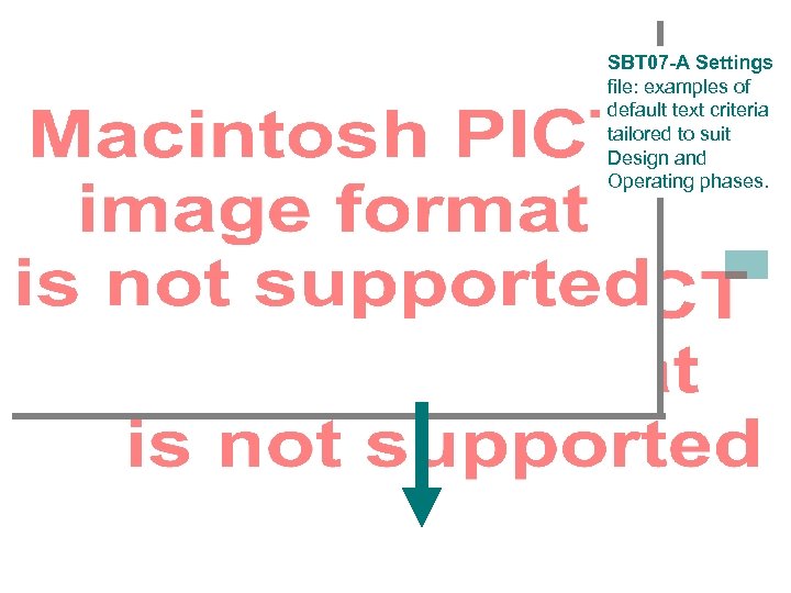 SBT 07 -A Settings file: examples of default text criteria tailored to suit Design
