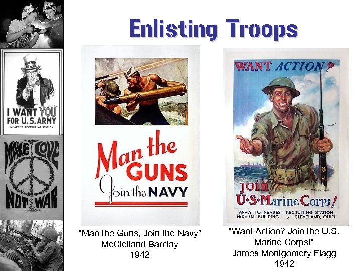 Enlisting Troops “Man the Guns, Join the Navy” Mc. Clelland Barclay 1942 “Want Action?