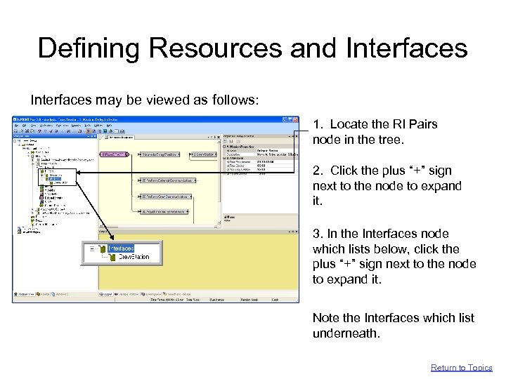 Defining Resources and Interfaces may be viewed as follows: 1. Locate the RI Pairs