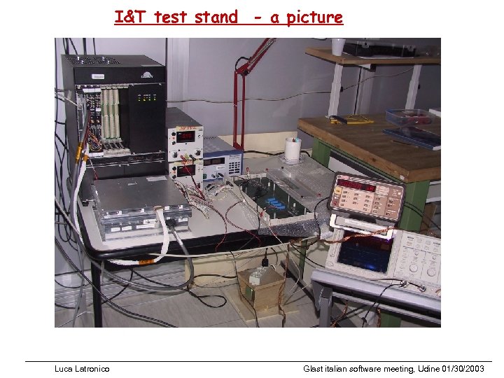 I&T test stand - a picture Luca Latronico Glast italian software meeting, Udine 01/30/2003