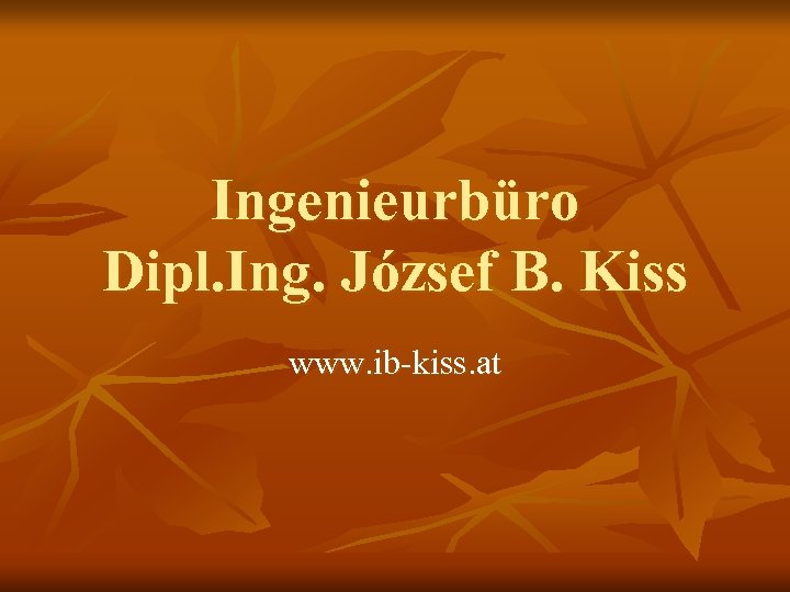 Ingenieurbüro Dipl. Ing. József B. Kiss www. ib-kiss. at 