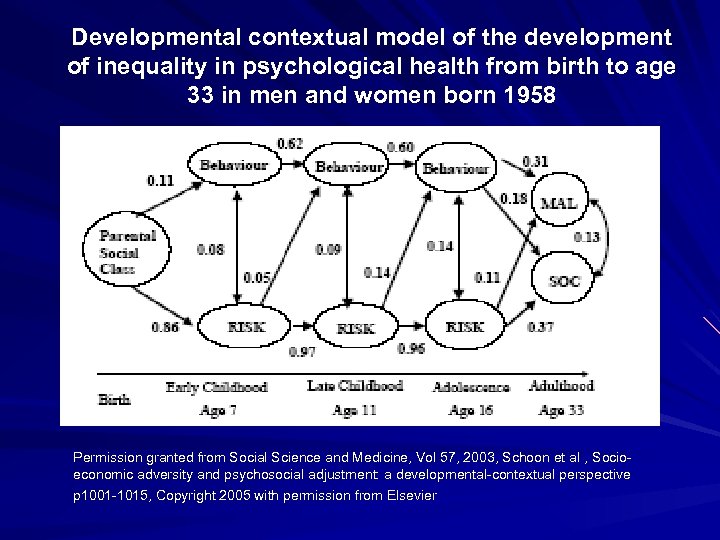 Developmental contextual model of the development of inequality in psychological health from birth to