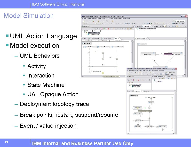 IBM Software Group | Rational Model Simulation § UML Action Language § Model execution