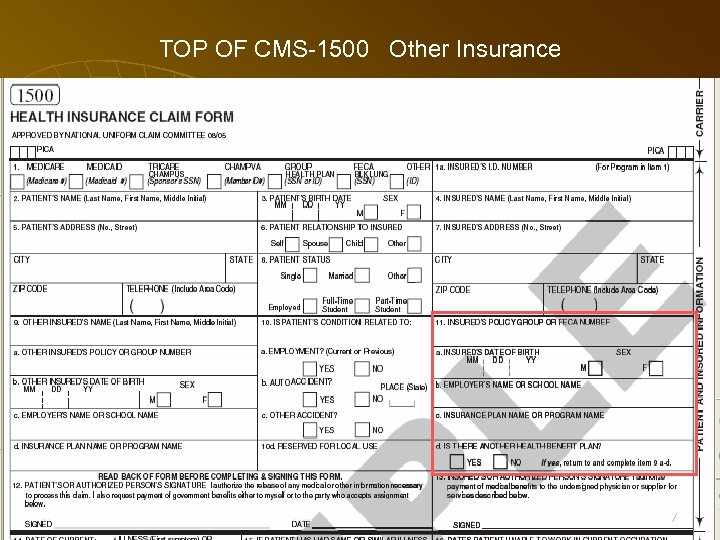 TOP OF CMS-1500 Other Insurance 67 