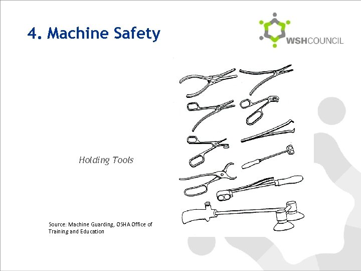 4. Machine Safety Holding Tools Source: Machine Guarding, OSHA Office of Training and Education