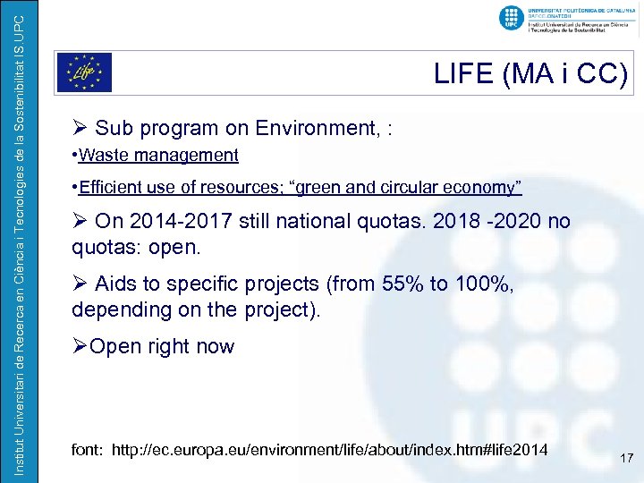 IV Jornadas de Energía Renovable y Desarrollo Humano: Tecnologías Apropiadas. Institut Universitari de Recerca