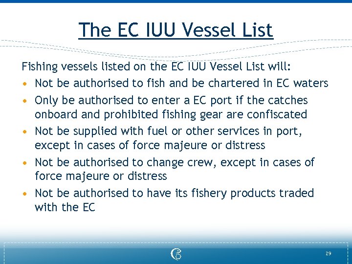 The EC IUU Vessel List Fishing vessels listed on the EC IUU Vessel List