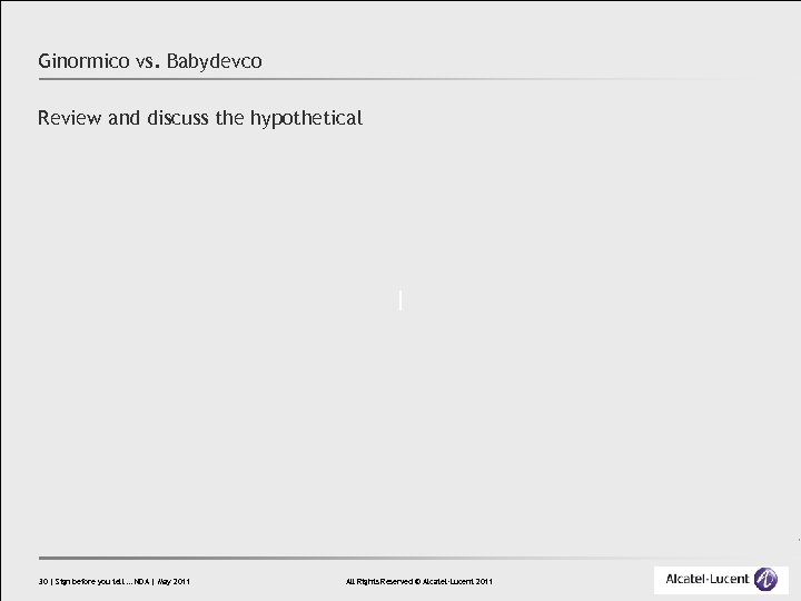 Ginormico vs. Babydevco Review and discuss the hypothetical 30 | Sign before you tell