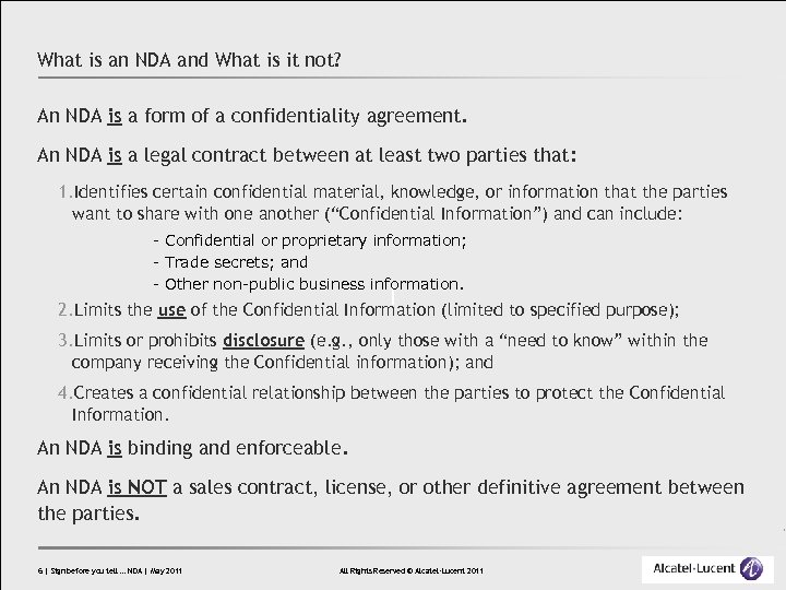 What is an NDA and What is it not? An NDA is a form