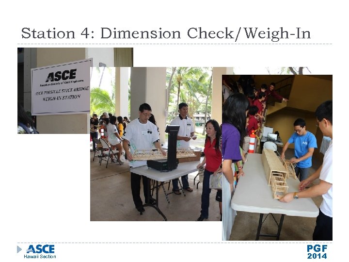 Station 4: Dimension Check/Weigh-In Hawaii Section PGF 2014 