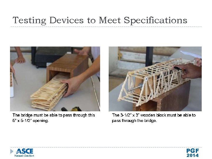 Testing Devices to Meet Specifications Hawaii Section PGF 2014 