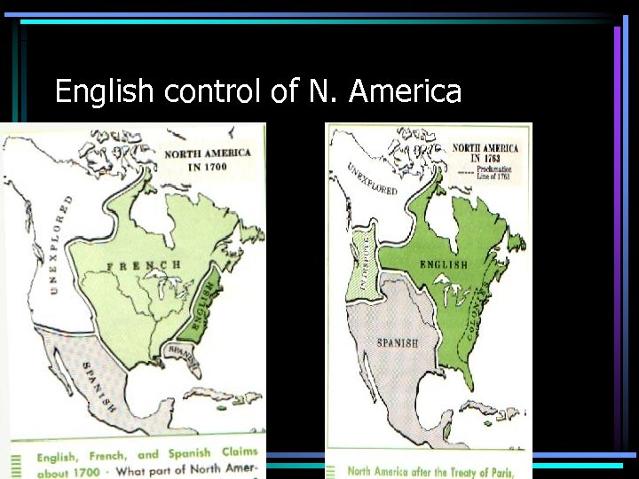 English control of N. America 