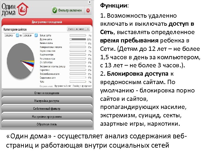 Функции: 1. Возможность удаленно включать и выключать доступ в Сеть, выставлять определенное время пребывания