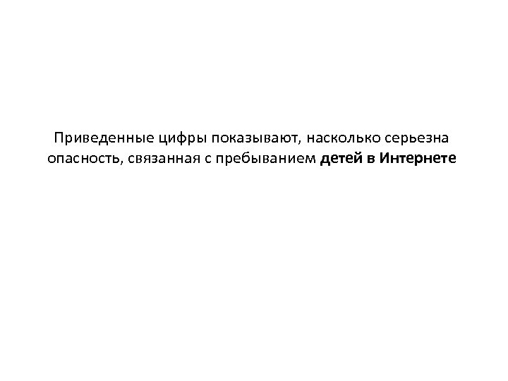 Приведенные цифры показывают, насколько серьезна опасность, связанная с пребыванием детей в Интернете 