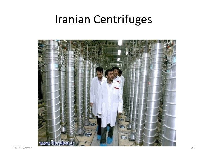 Iranian Centrifuges IT 426 - Cotter 23 