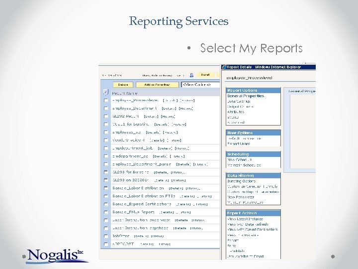 Reporting Services • Select My Reports 