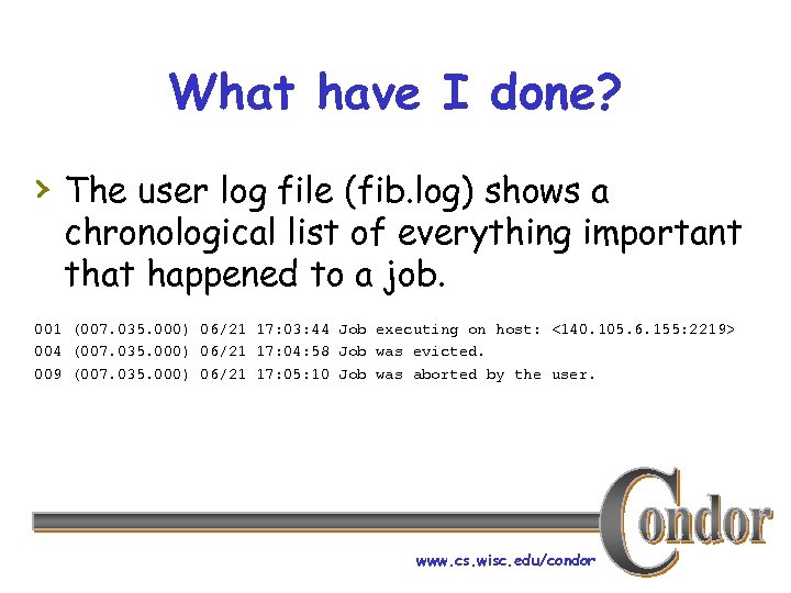 What have I done? › The user log file (fib. log) shows a chronological