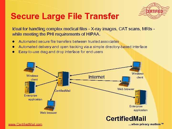 Secure Large File Transfer Ideal for handling complex medical files - X-ray images, CAT
