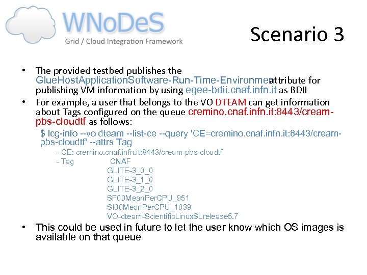 Scenario 3 • The provided testbed publishes the Glue. Host. Application. Software Run Time